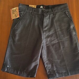 Micros Charcoal/black Flat Front Boys Shorts